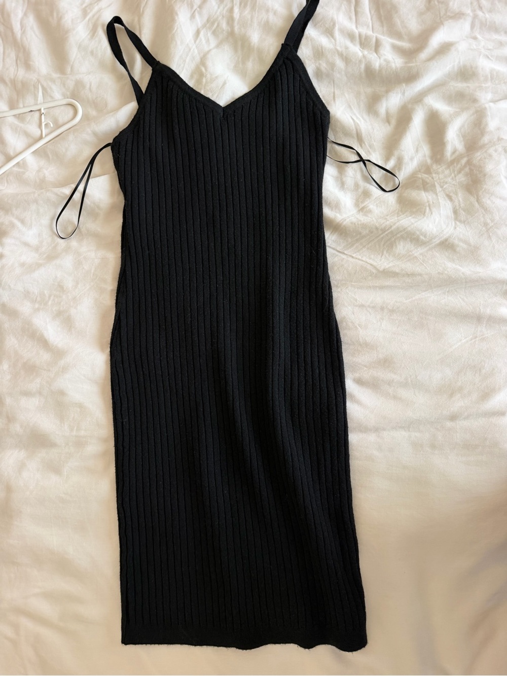 Vintage 7 For All Mankind Black Ribbed Midi Slip Dress